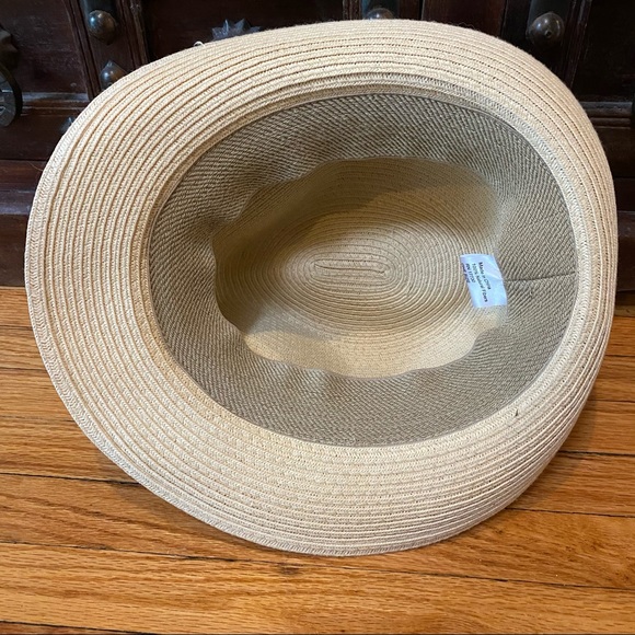 Woven Fedora Hat with Striped Accent Band, 90s Vintage Beach Travel Boho main image 7